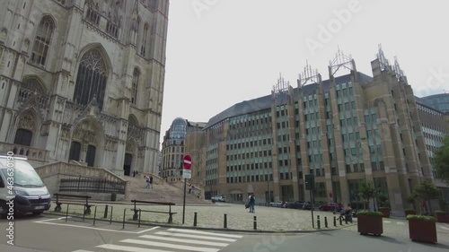 Around of the St Michael and St Gudula Cathedral in Brussels on a sunny day in summer photo