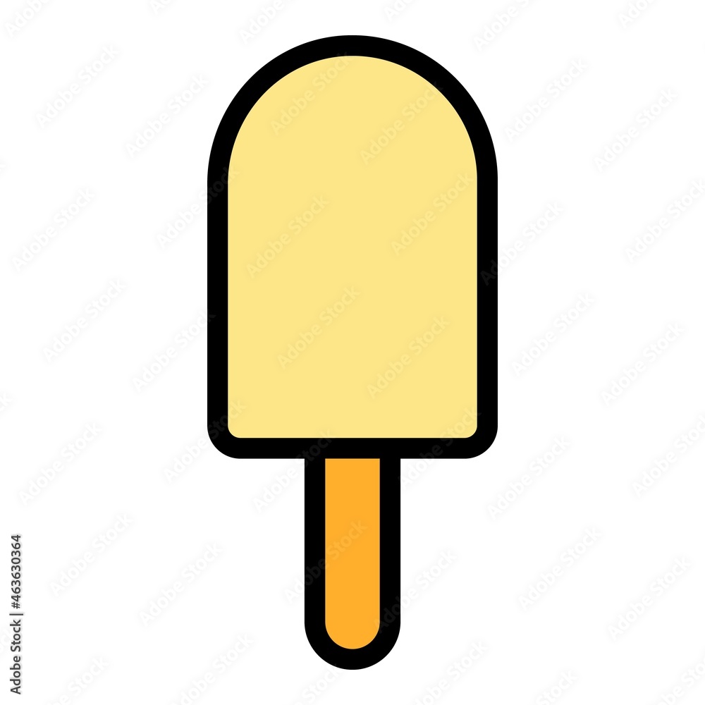 Stick ice cream icon. Outline stick ice cream vector icon color flat isolated
