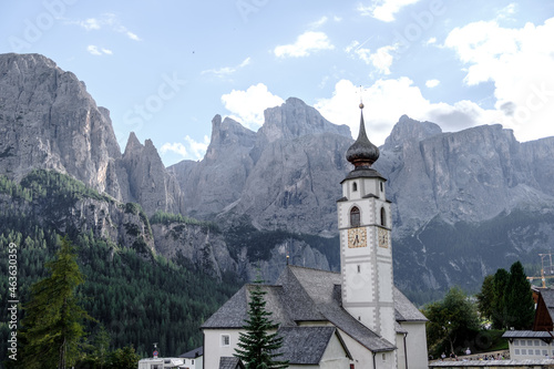 Corvara - August: Church St. Vigilius in Colfosco, Dolomites, Italy