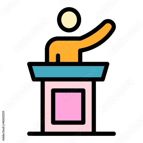 Justice speaker icon. Outline justice speaker vector icon color flat isolated