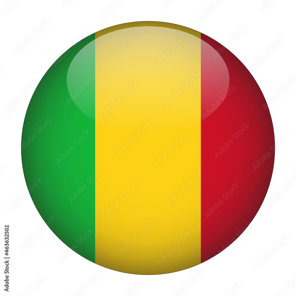 Mali 3D Rounded Country Flag button Icon