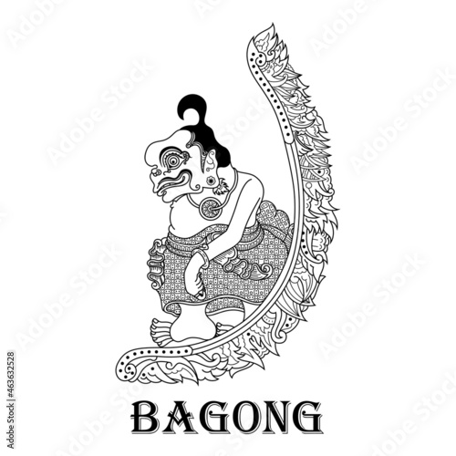 Wayang kulit bagong character in zentangle style photo