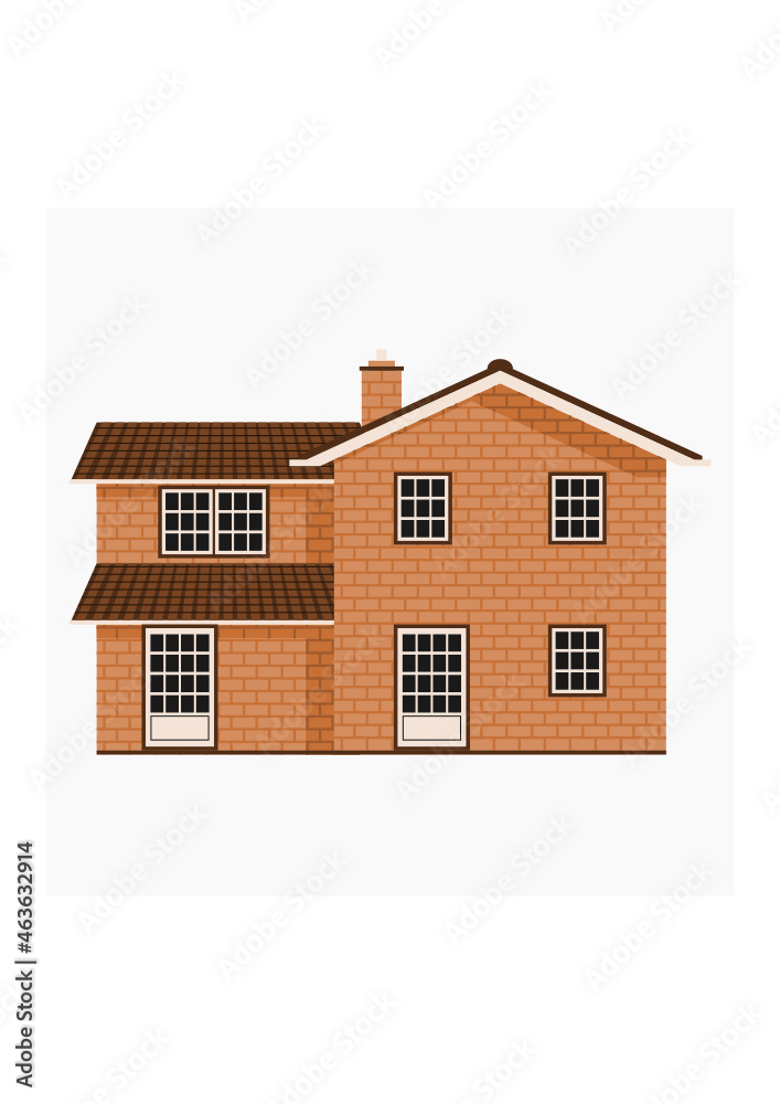 Editable Traditional English House Building with Two Level Floors Vector Illustration for England Culture Tradition and History Related Design