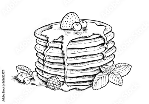 Vintage style illustration of Pancakes