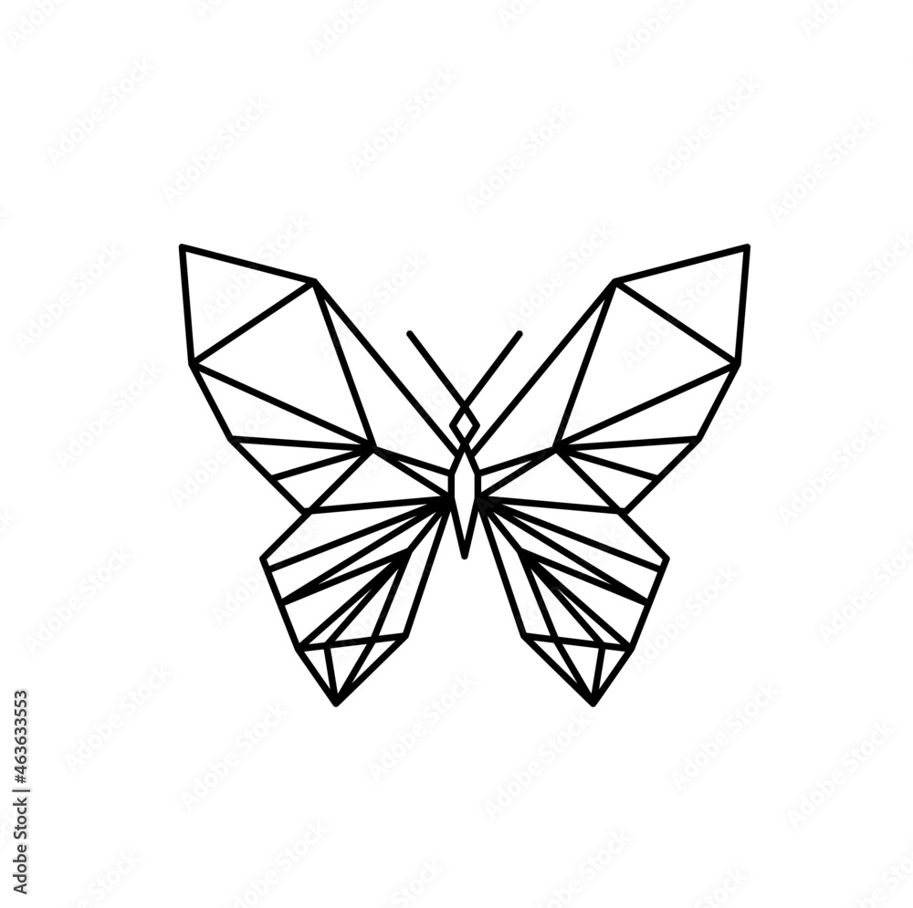 Geometric butterfly line icon, isolated on the white