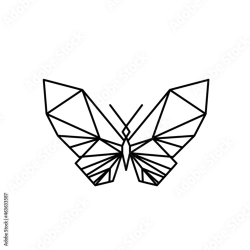 Geometric butterfly line icon, isolated on the white