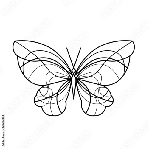 Abstract wave butterfly line icon  isolated on the white. Vector