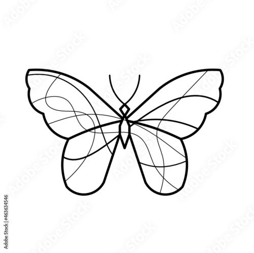 Abstract wave butterfly line icon, isolated on the white. Vector