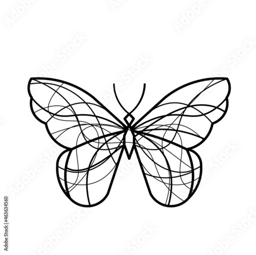 Abstract wave butterfly line icon, isolated on the white. Vector