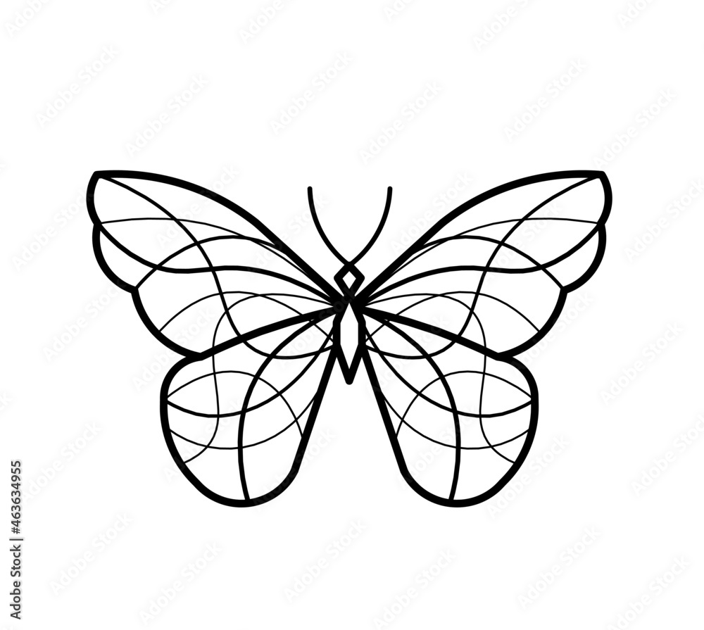 Εκτύπωση καμβά Abstract wave butterfly line icon, isolated on the white. Vector