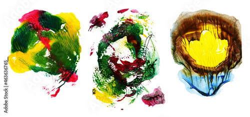 Abstract multicolored spots on a white background. A set of abstract backgrounds for design and creativity.