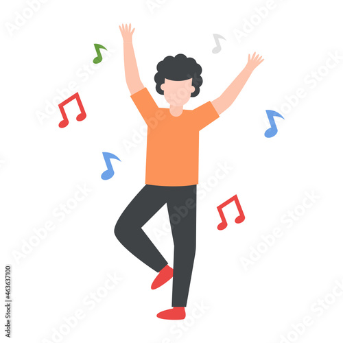 Dancing Man and Music Notes Concept, Enjoying Live concert Vector Color Icon Design, Free time activities Symbol, Extracurricular activity Sign, hobbies interests Stock Illustration