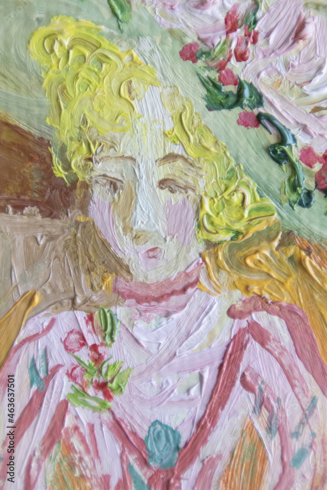 Belle Epoque Historical Person. Vague Hand Painted Brush Strokes 