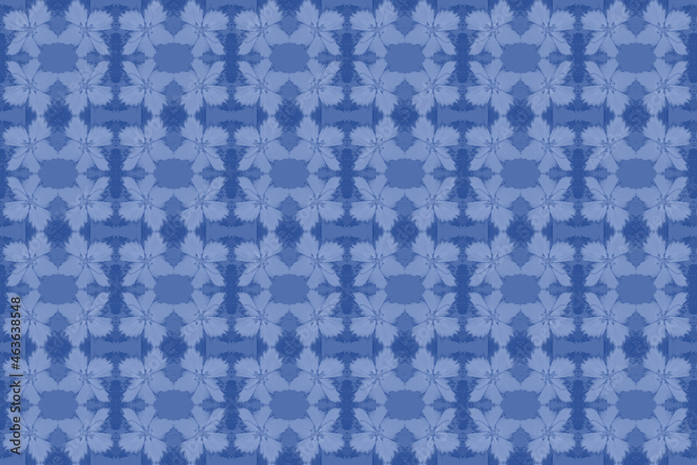 Abstract seamless texture with blue flowers, pattern
