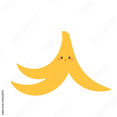 Cute kawaii banana peel icon. Clipart image isolated on white background