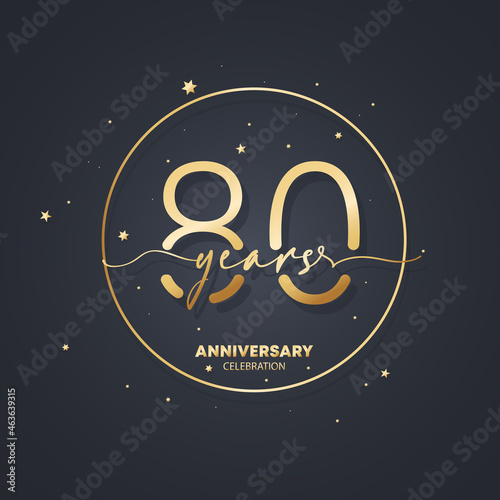80 years anniversary logo template. 80th birthday, wedding anniversary icon. Trendy symbol image. Vector EPS 10. Isolated on background
