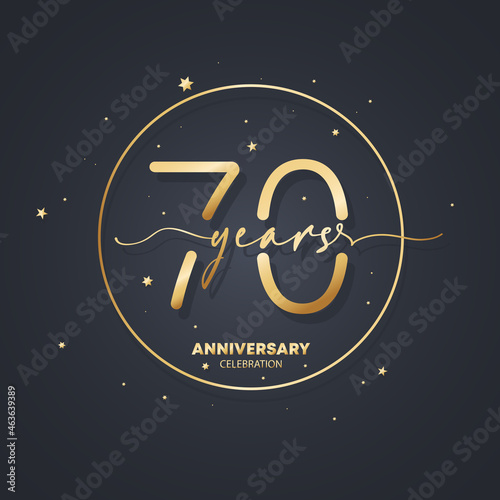 70 years anniversary logo template. 70th birthday, wedding anniversary icon. Trendy symbol image. Vector EPS 10. Isolated on background