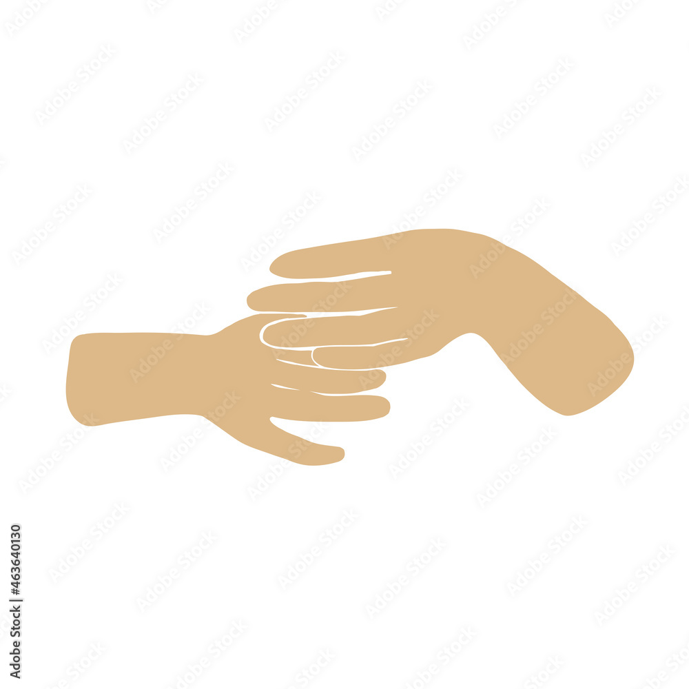 Two woman hands minimal icon. Elegant female arms gesture. Human finger touch or hold something pose vector