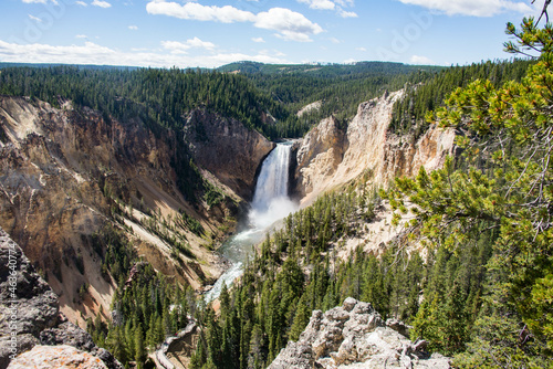 Lower Falls of the Yellowstone River and Grand Canyon, Yellowstone National Park, Wyoming, USA
