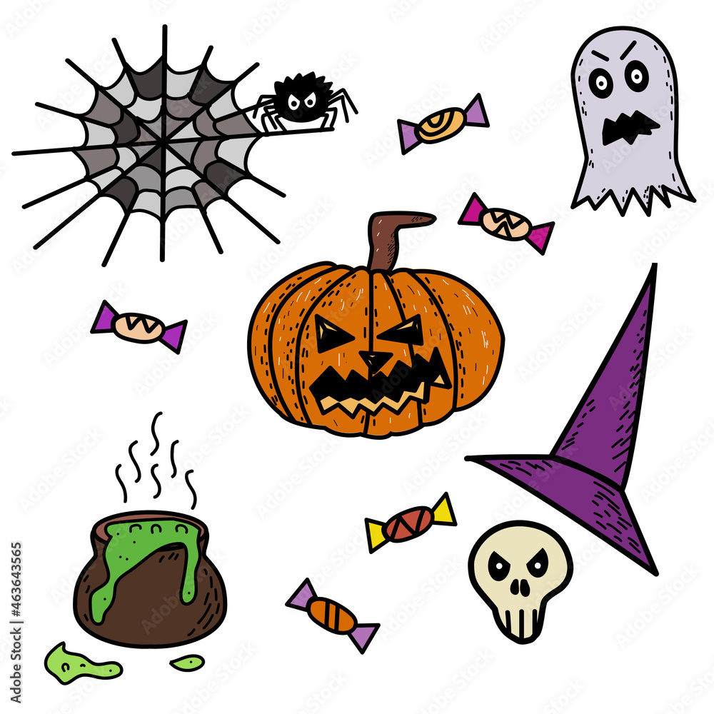 Obraz premium Set of scary Halloween attributes