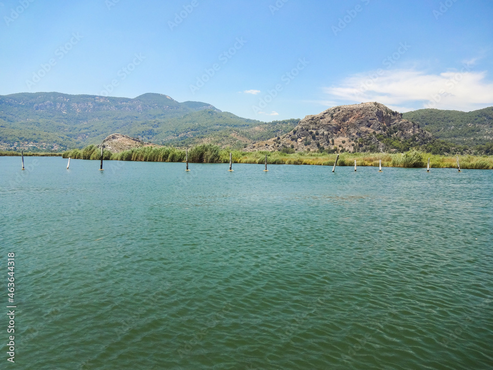 Obraz premium Fishing nets on the Dalyan river, Turkey