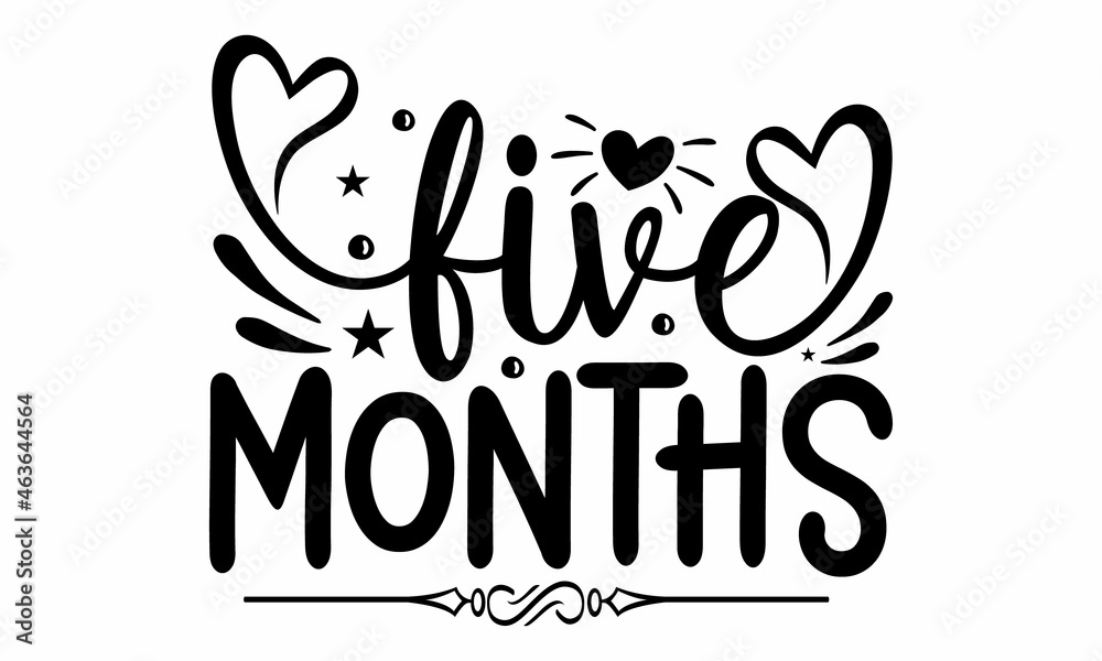Five months, A beautiful picture for decorating a newborn's holiday, A party of the newborn, Baby shower party, banner. Good for scrap booking, posters, textiles, gifts, sets Five months, A beautiful picture for decorating a newborn's holiday, A party of the newborn, Baby shower party, banner. Good for scrap booking, posters, textiles, gifts, sets