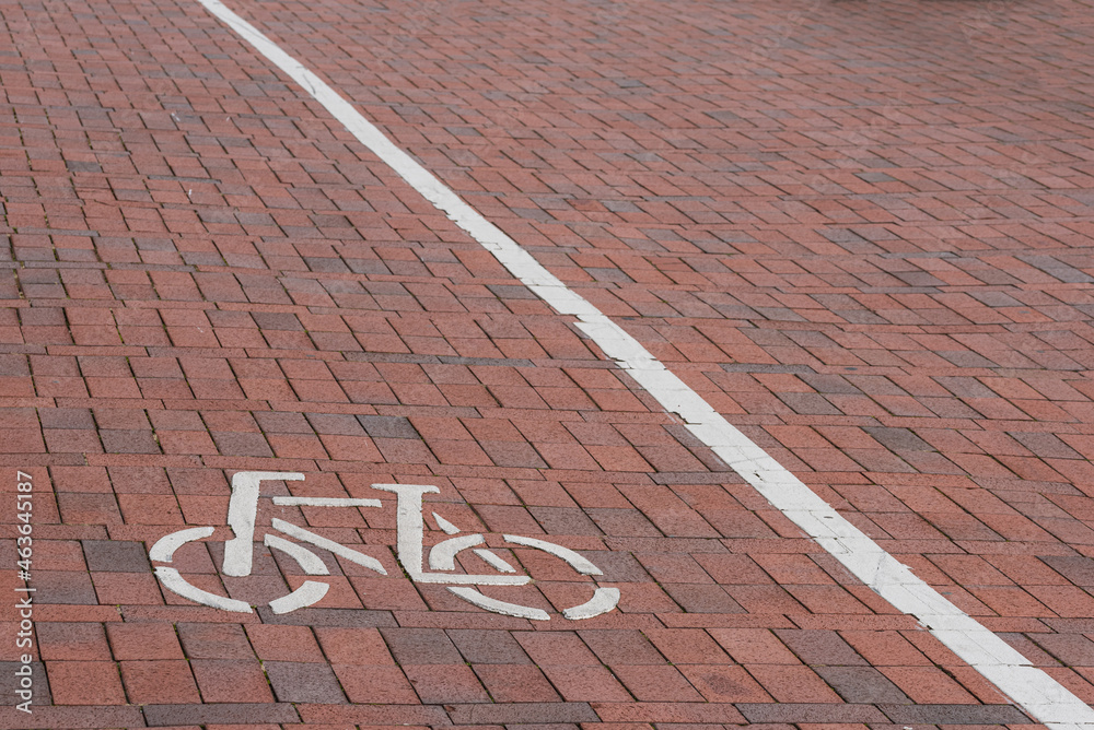 bike lane on road, bike path with pictogram