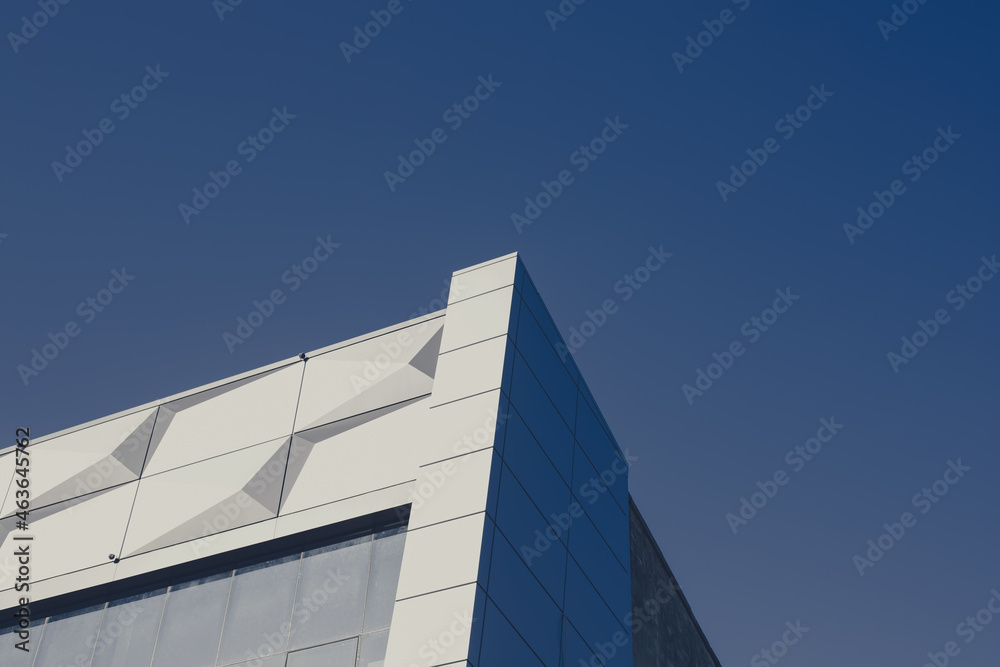 Geometric architectural elements with a modern minimalist facade. abstract urban modern exterior in vibrant color.