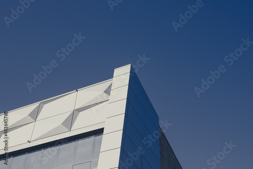 Geometric architectural elements with a modern minimalist facade. abstract urban modern exterior in vibrant color.