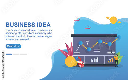 Illustration concept of business idea with bulb and target.
