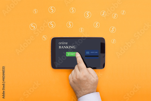 Conceptual photo depicting online banking using mobile devices