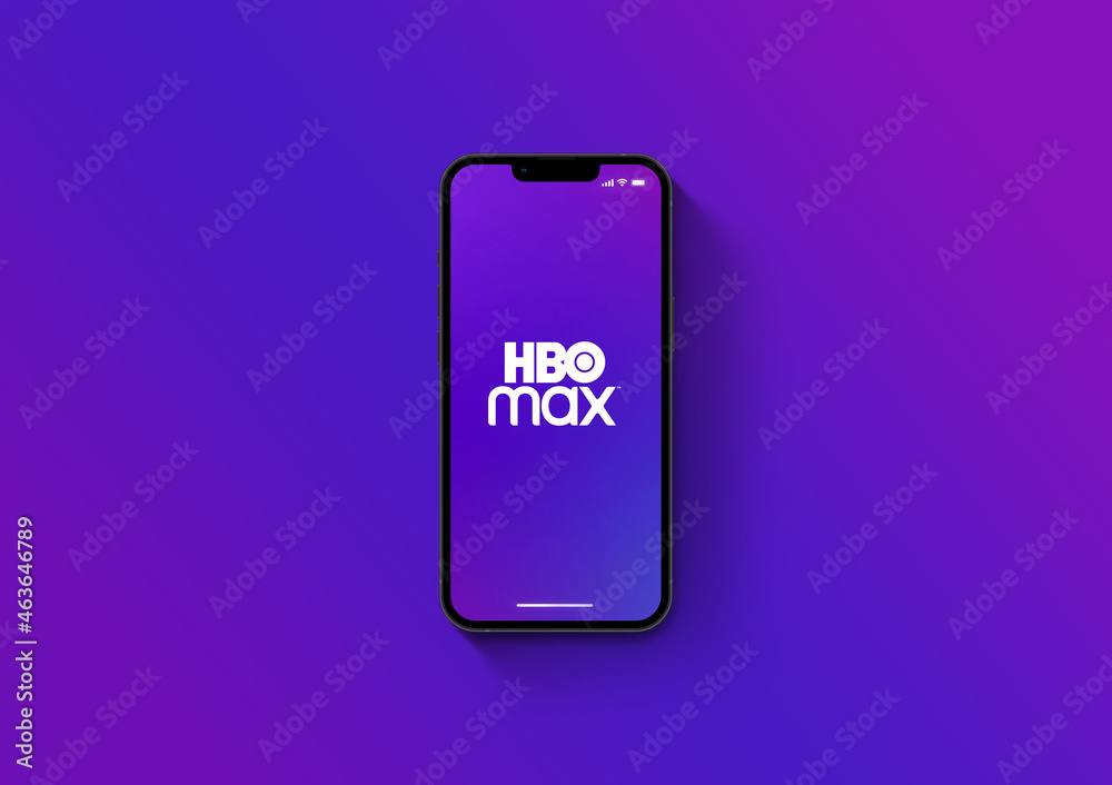 Hbo Max app on smartphone iPhone 13 Pro screen on blue background. Rio de  Janeiro, RJ, Brazil. October 2021 Stock Photo