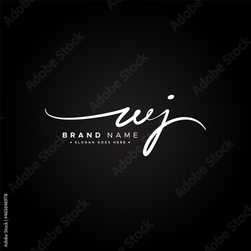 Initial Letter WJ Logo - Hand Drawn Signature Logo