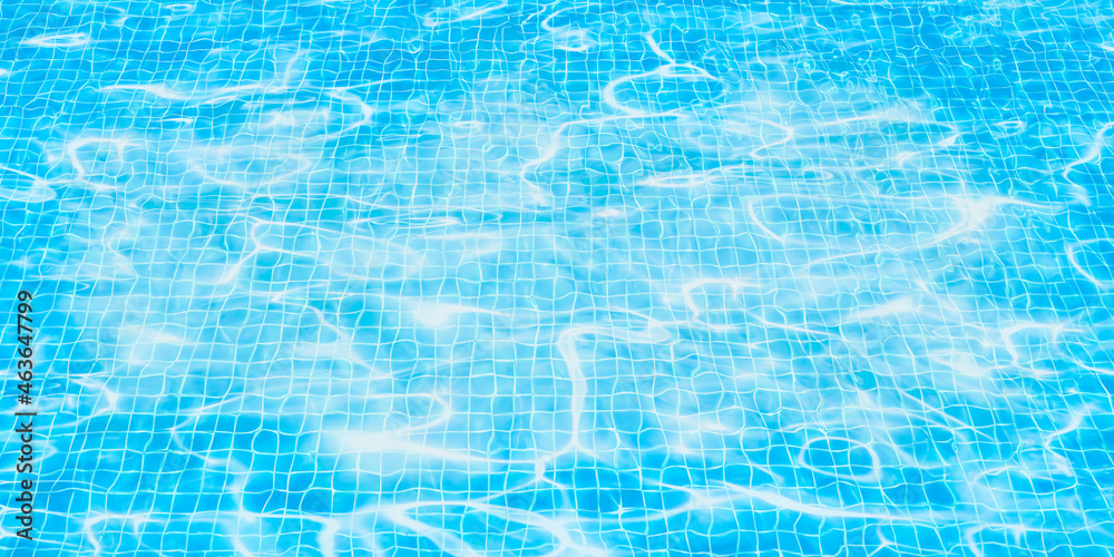Blue swimming pool rippled water