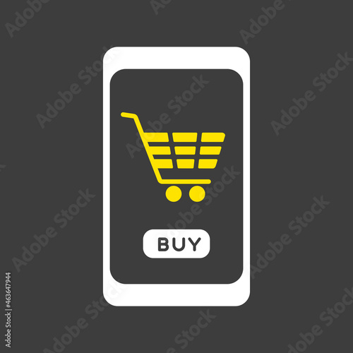 Mobile phone shopping or online shopping icon
