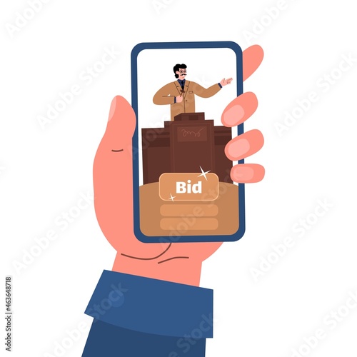 Buy at online auction concept vector illustration