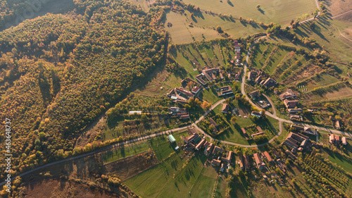 Charlottenburg,Romania the only round village in the country with a drone view. photo