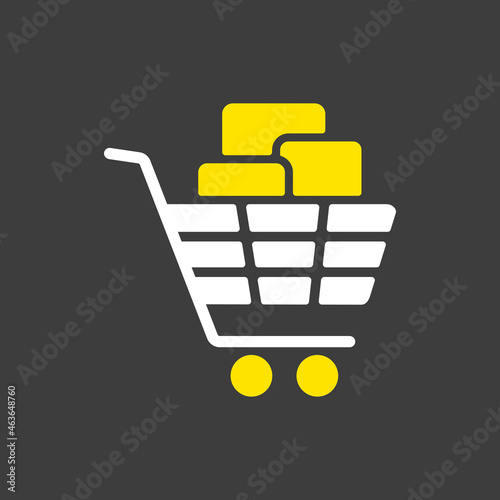 Shopping cart with boxes icon