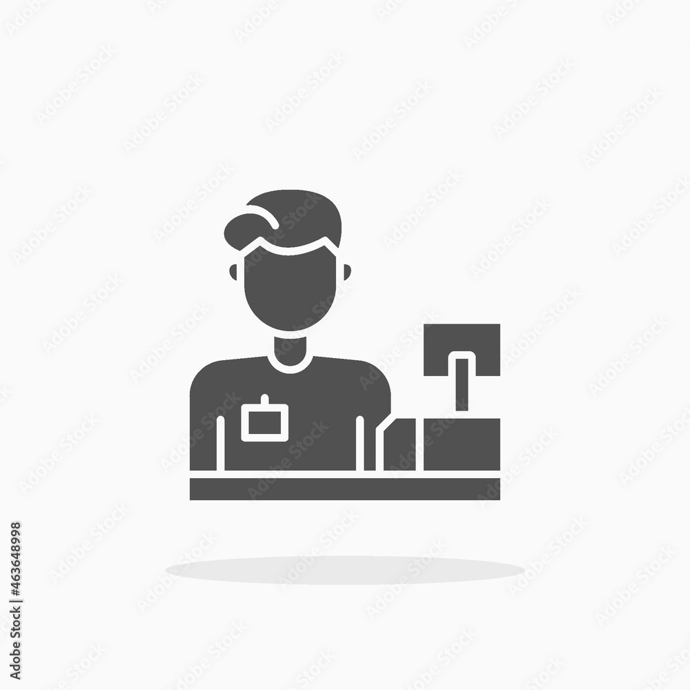 Cashier Man icon. Solid Black. Vector illustration. Enjoy this icon for your project.