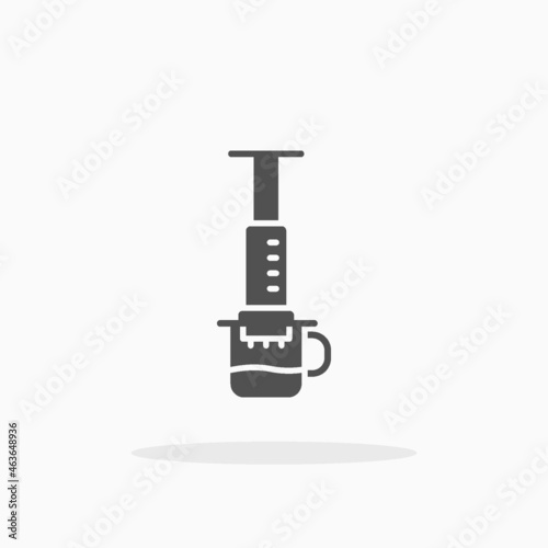 Aeropress icon. Solid Black. Vector illustration. Enjoy this icon for your project.