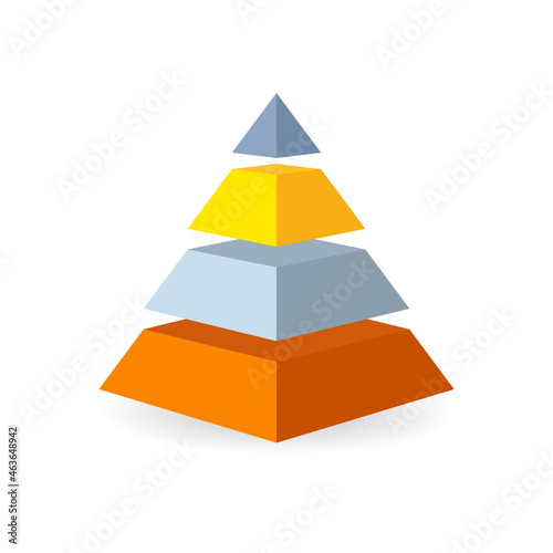 Bronze Silver Gold Platinum 3d pyramid diagram. Clipart image