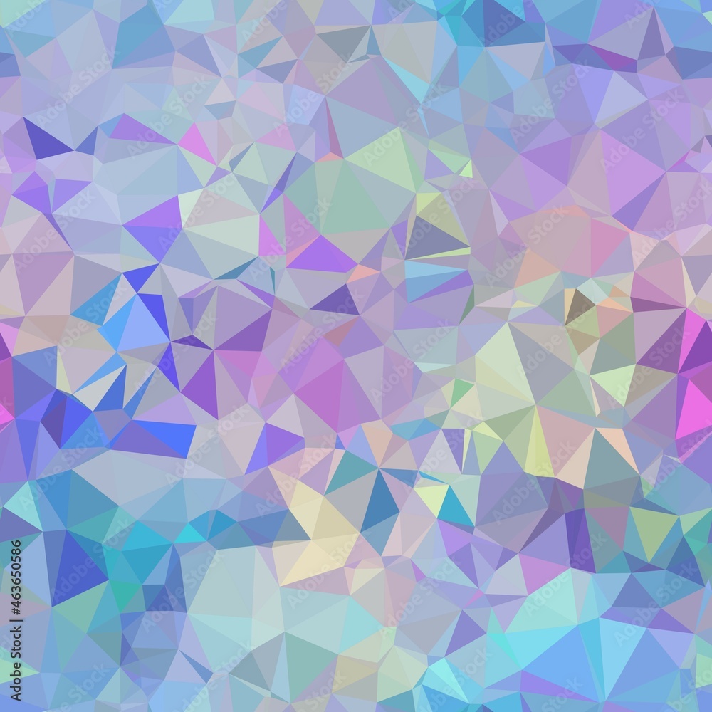 Seamless iridescent triangle pattern for surface pattern print. High quality illustration. Blue and purple holographic vivid trendy swatch. Funky contemporary graphic tile for background or textile.