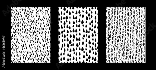 Pack de tres patrones para fondos de diseño o estampados con formas de abstractas, vectores abstractos en blanco y negro