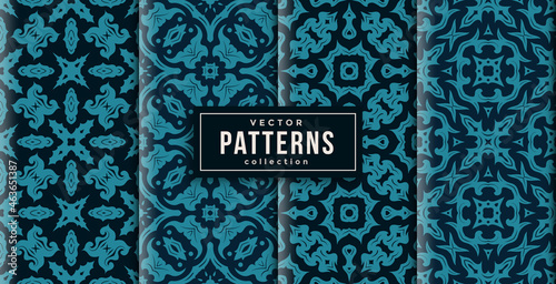 pattern ornament style tosca colors set of four. seamless background ready to print
