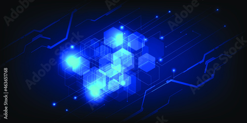 Vector illustration of digital technology with hi-tech circuits grid patterns.Futuristic technology and innovation concepts.