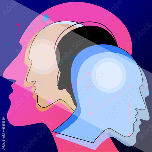 People, human concept. Abstract color background. Vector ilustration.