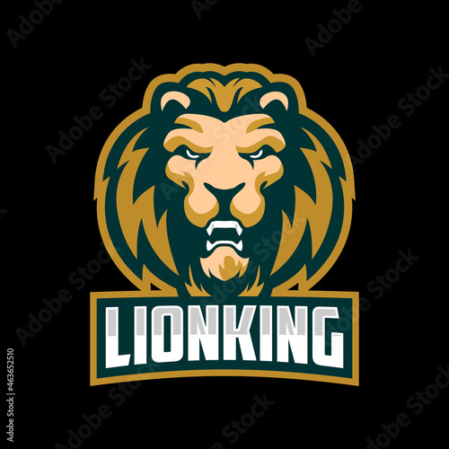 lion king roaring mascot e sport logo illustration