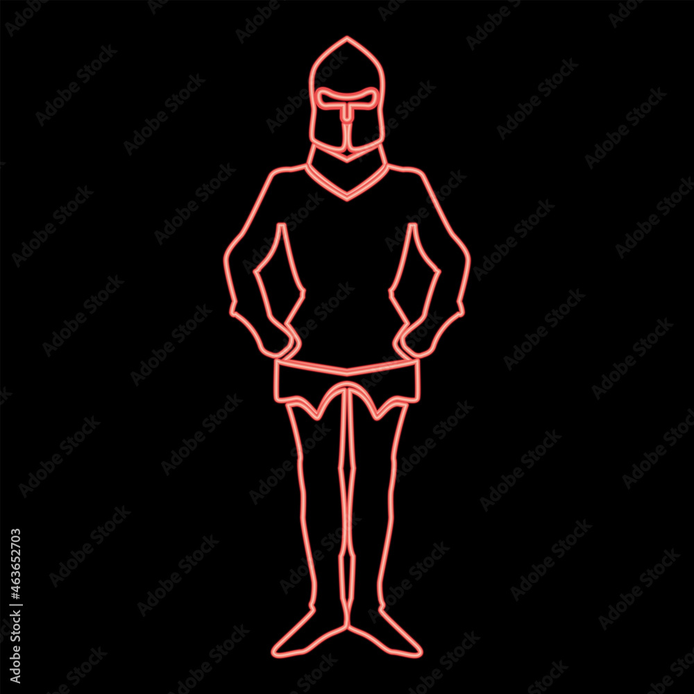 Neon armour red color vector illustration flat style image