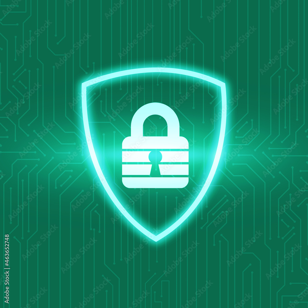 2d illustration Safety concept: Closed Padlock on digital background