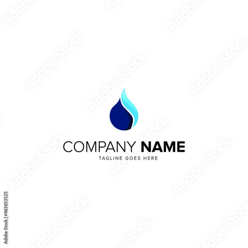 Water drop Logo design vector template Linear style. Blue Droplet lines aqua Logotype icon
